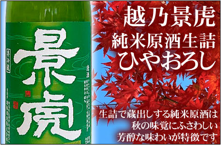 越乃景虎 純米原酒生詰 ひやおろし